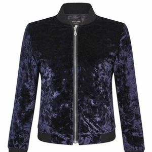 Womens Velvet Zip-Thru Varsity Bomber Jacket